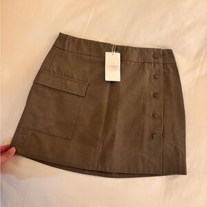 Kookai army green khaki military canvas Button Detail Mini Skirt Willa seaweed